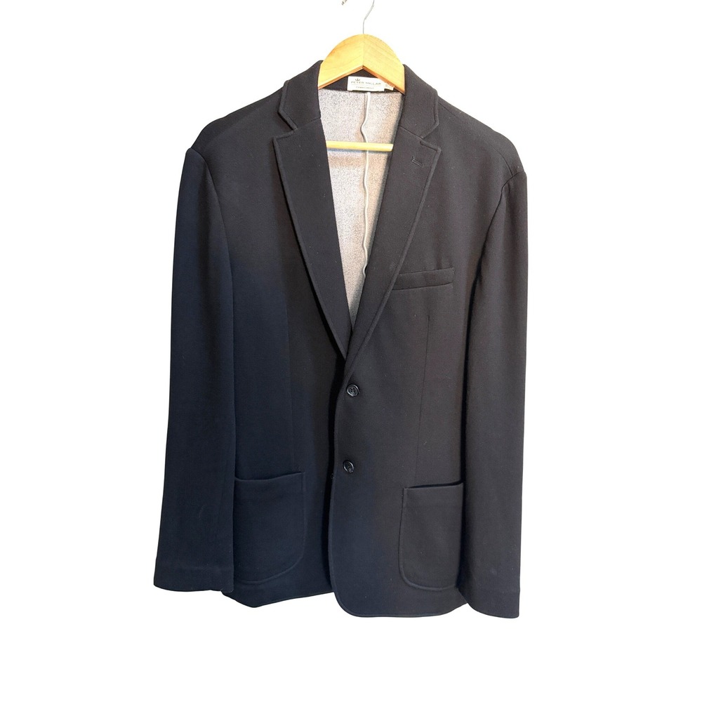 Peter Millar Crown Comfort Black  Knit Soft Wool Blend‎ Blazer Jacket Mens XL